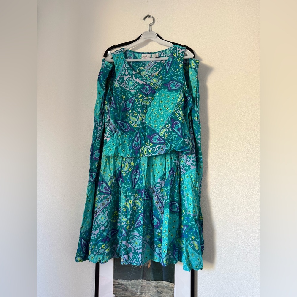 Diane Von Furstenberg Teal and Purple two piece Paisley set